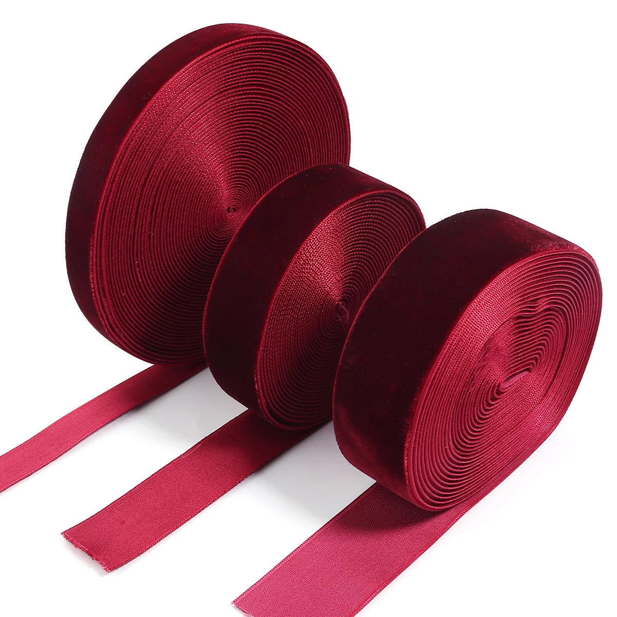 5-10yards/lot Wine Red Single Face Velvet Ribbon For Handmade Gift Bouquet Wrapping Supplies DIY Christmas Home Party Decorat