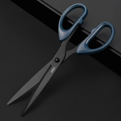 DELI Professional Office Scissors 180mm Heavy Duty Scissors with Black Blade Sharp Stainless Steel Cutting Tool for Paper Cra