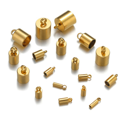 20pcs Stainless Steel Crimp End Caps Leather Cords End Tip Beads Caps PVD Plated Gold Clasps DIY Jewelry Making Finding Suppl