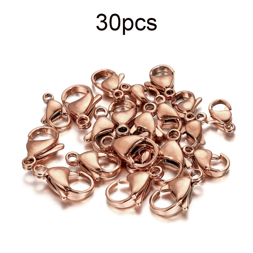 10-30Pcs Stainless Steel Gold Plated Lobster Clasp Claw Clasps For Bracelet Necklace Chain Diy Jewelry Making Findings Suppli