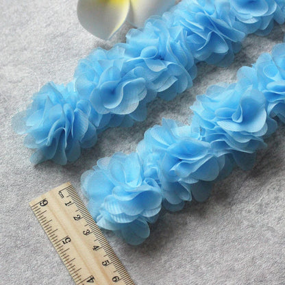 1 Yard Width 5cm 3D Chiffon Flowers Lace Trim Multicolor DIY Lace Ribbon Decor Clothes Accessories Craft Sewing Fabric Suppli
