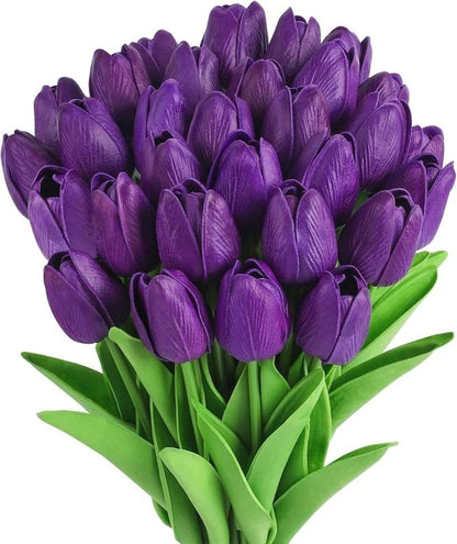 10Pcs Artificial Flower Realistic Touch Tulip Scrapbooking Vase Home Decor Wedding Garden Arch Garland Mother's Day Bouquet d