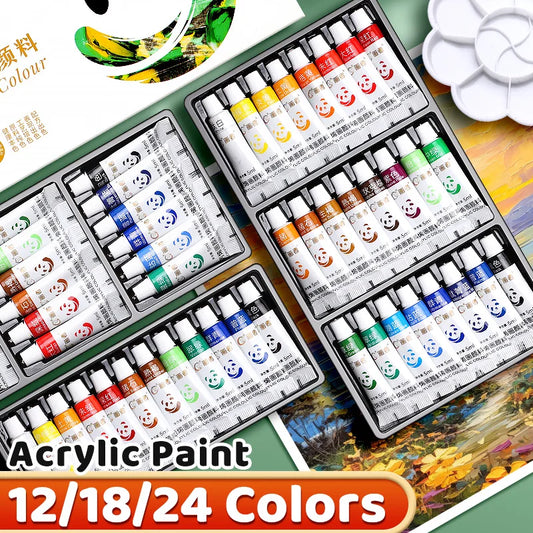 Acrylic Paint Set 12/18/24 Colors 5ml/0.17oz,Water-Proof Portable Art Rich Pigments for DlY Craft,Drawing,Painting,Canvas, Ro