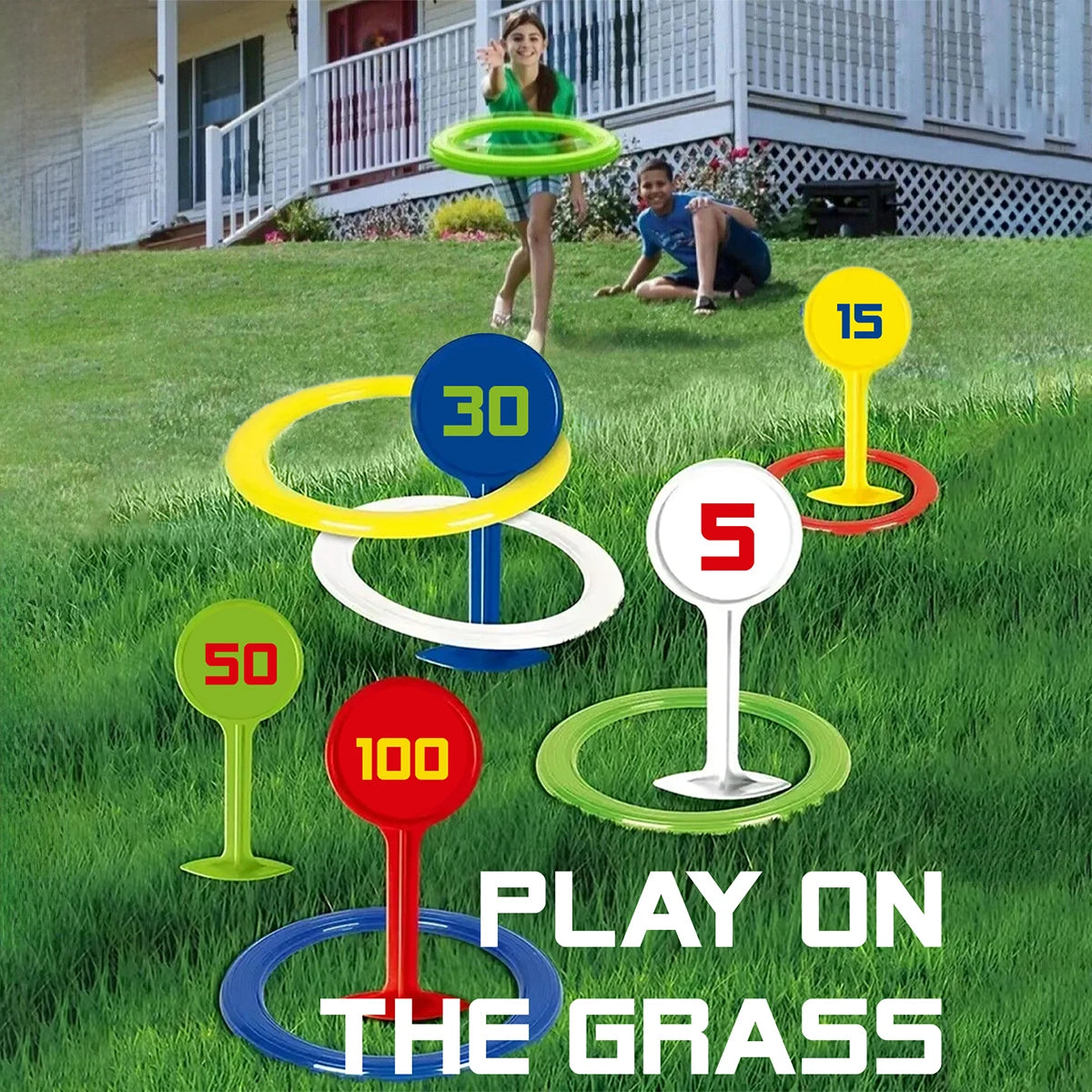 Rainbow Ring Toss Game - Engaging Outdoor Fun Ideal for Beach & Backyard Occasions, Perfect Holiday Gift Colorful Stacking Ga