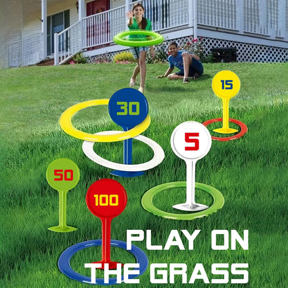 Rainbow Ring Toss Game - Engaging Outdoor Fun Ideal for Beach & Backyard Occasions, Perfect Holiday Gift Colorful Stacking Ga