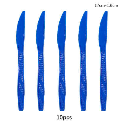 Disposable Knife Fork Spoon Cutlery Set Pink Blue Disposable Tableware Birthday Party Decorations Wedding Baby Shower Supplie