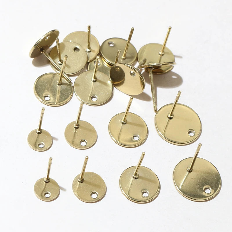 20pcs 6-12mm Stainless Steel Earring Studs Pins Craft Findings for Stud Earrings DIY Jewelry Making Accessories Findings