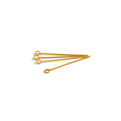 100Pcs 15-50mm Stainless Steel Water Gold Color Eye Pins Hooks Earrings Findings DIY for Jewelry Handmade Crafts Making 0.6mm