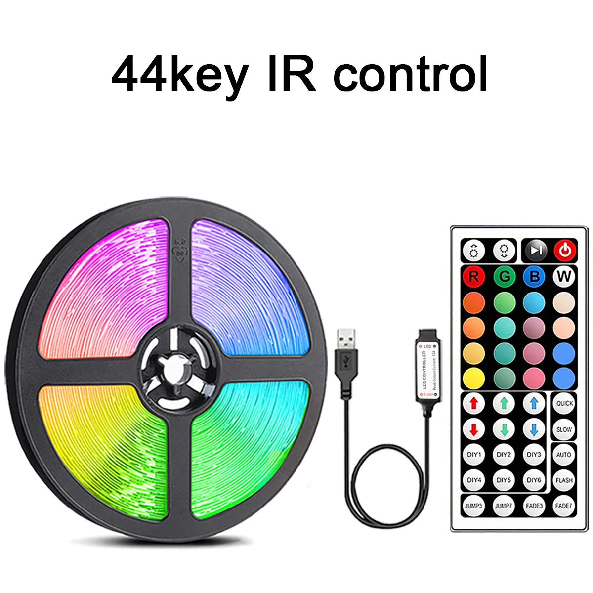 Led Strip Lights with 44 Key Remote Control 1m 5m 10m 20m RGB Tape Led Wall Room for Home Bedroom Party Decor TV Backlight - 
