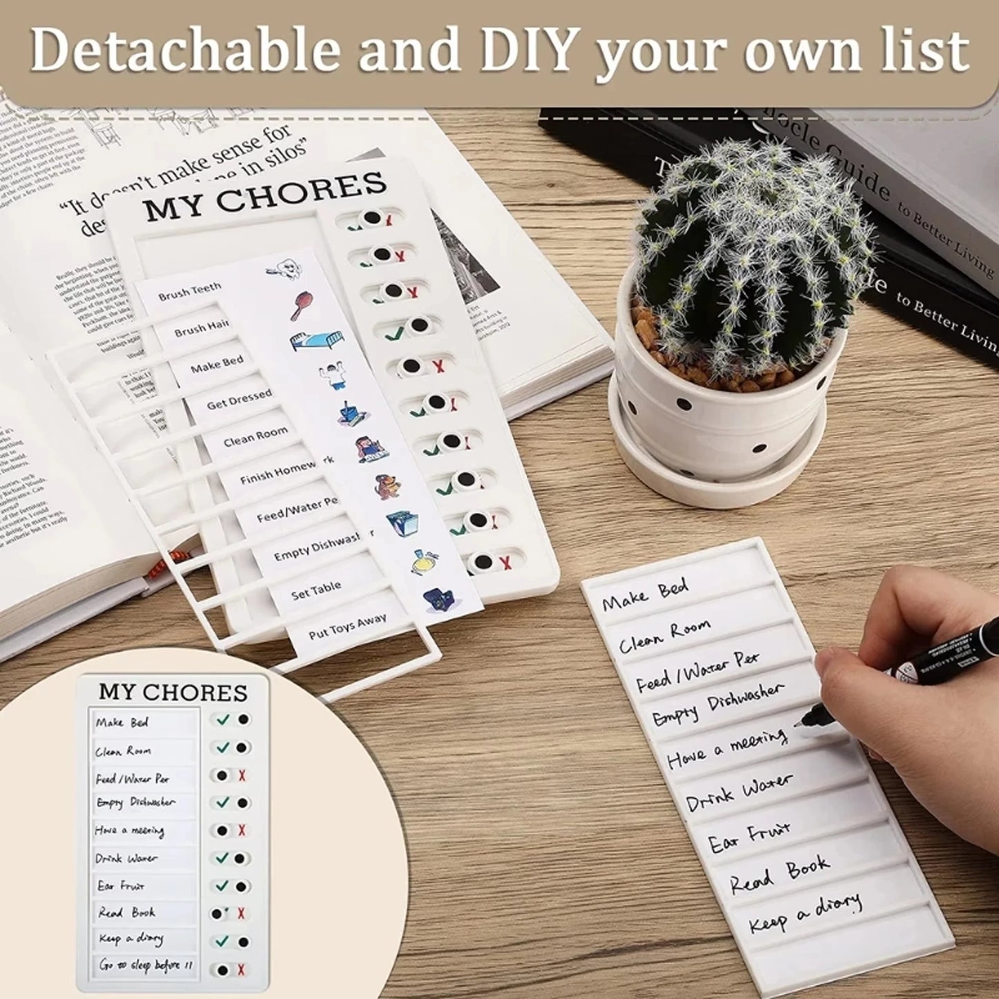 Reusable My Chores Checklist Task Board Daily Schedule Planner Memo Chore Chart Kid Responsibility Behavior Self Discipline C
