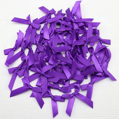 4x4cm Colourful Bows Small Size Polyester Satin Ribbon Bow Flower DIY Craft Decoration - PURPLE / 50pcs