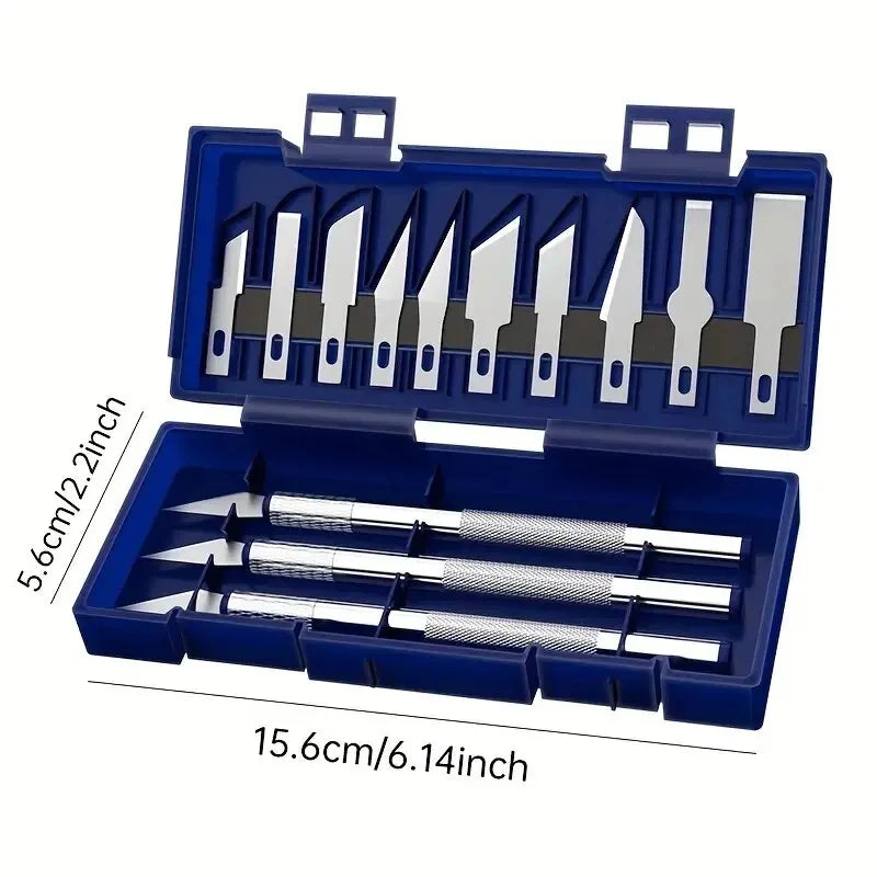 13pcs Metal Carving Knife Pen Art Seal Cutting Manual Combination Paper Cuttings Non-Slip Gadget DIY Precision Repair Tool - 