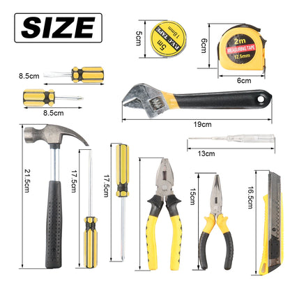 8/9/12/13Piece Tools Set General House hold Hand Tool Kit with Plastic Toolbox Storage Case Used to Car repair And home Repai