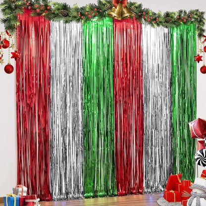 New 4/2/1Pack Party Backdrop Metallic Foil Fringe Tinsel Curtain Adult Kids Birthday Party Wedding Decoration Baby Shower Fav