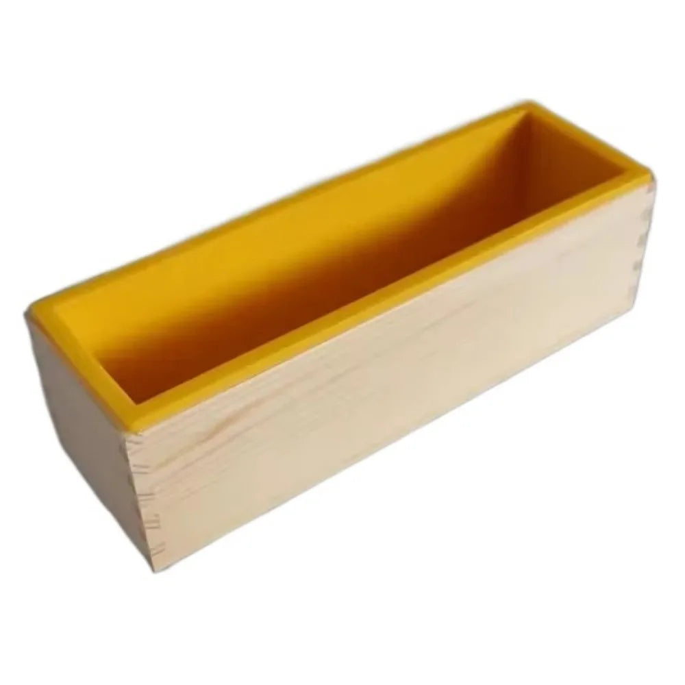 1200ml Silicone Soap Mold Wooden Box Reusable Soap Making Mold Rectangular Shape DIY Handmade Rectangle Soap Mold - Yellow