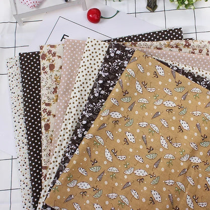 Printed Cotton Fabric for Sewing, Quilting Fabrics for Patchwork, Needlework, DIY Handmade Accessories, 25x25cm - Coffee