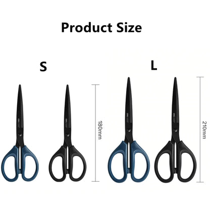 DELI Professional Office Scissors 180mm Heavy Duty Scissors with Black Blade Sharp Stainless Steel Cutting Tool for Paper Cra