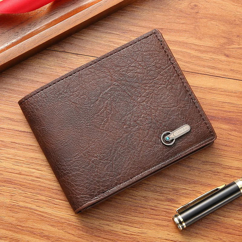 Men Short Bifold Faux Leather Masculina Billetera Credit ID Card Holder Wallet Billfold Purse Clutch Solid Hombre Business Sl