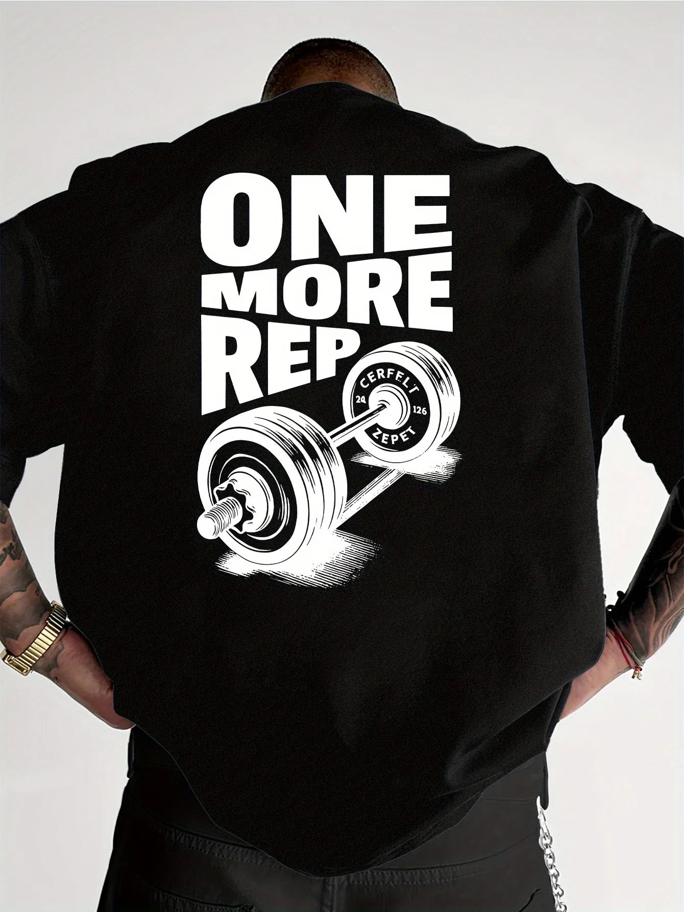 Men's T-Shirt Vintage Funny Gym Workout ONE MORE REP Weightlifting Women Streetwear Cotton Oversized Tees Short Sleeve Loose 