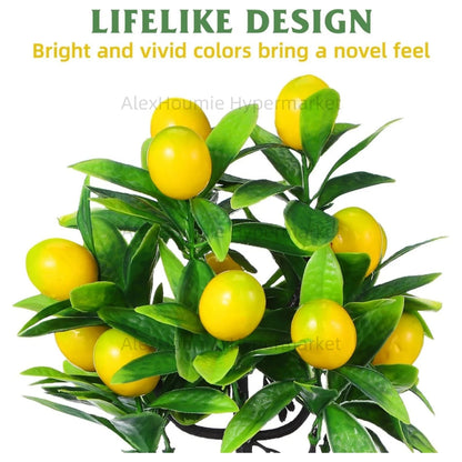 Fake Lemon Tree Small Artificial Plant Plastic Lemon Tree Bonsai Decor Potted Plant for Indoor Decor