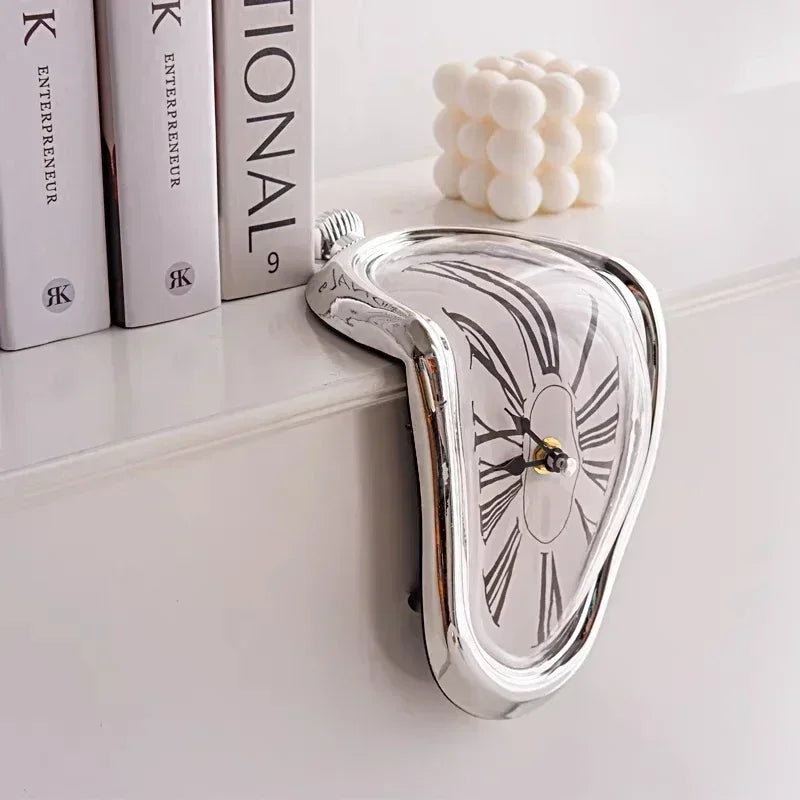 2024 New Novel Surreal Melting Distorted Wall Clocks Surrealist Salvador Dali Style Wall Watch Decoration Gift Home Garden - 