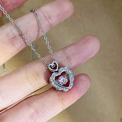 Korean Fashion Sweet Heart Shaped Necklace For Women Crystal Zircon Pendant Clavicle Chain Elegant Romantic Party Gift Jewelr