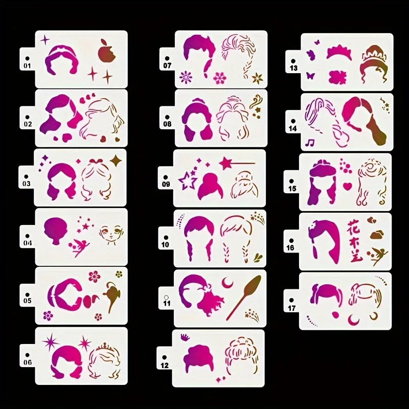 17 Painting Templates for Body Painting, Hollow Templates for Holiday Party Makeup and Body Art Painting, Reusable Makeup Pai