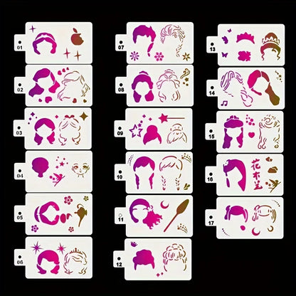 17 Painting Templates for Body Painting, Hollow Templates for Holiday Party Makeup and Body Art Painting, Reusable Makeup Pai