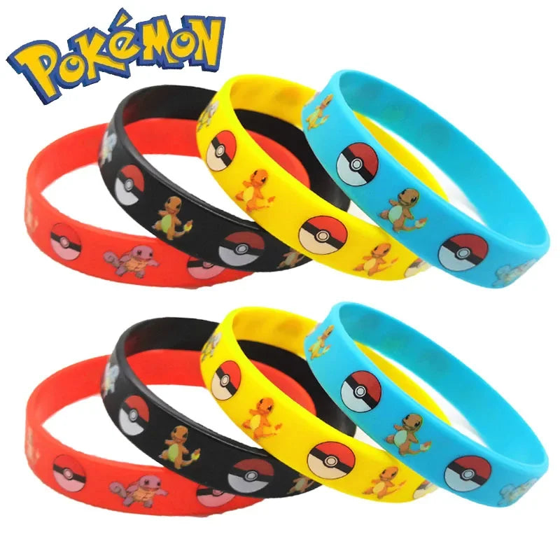 12pcs Pokemon Bracelet Anime Pikachu Charmander Children Cartoon Silicone Wristband Bracelets Party Accessoires Cosplay Gifts