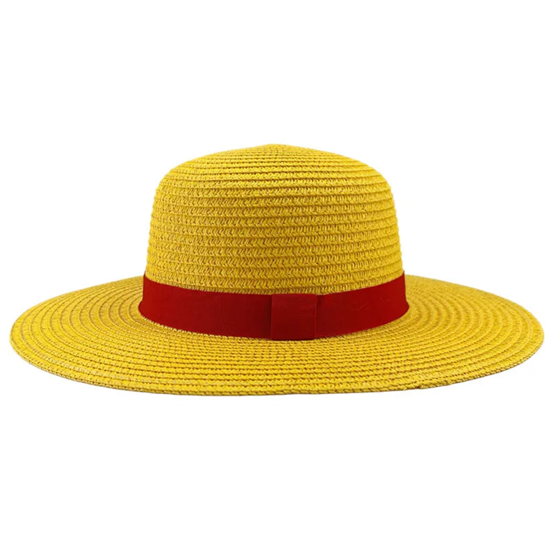 Brdwn Unisex Flat Straw Hat Neck String Cosplay Japanese Cartoon Props Hat