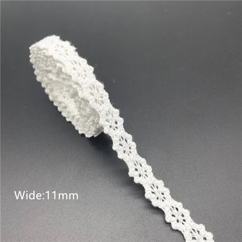 10mm-50mm 2yards White 100%Cotton Lace Ribbon For Apparel Sewing Fabric Trim Cotton Crocheted Lace Ribbon Handmade Accessorie
