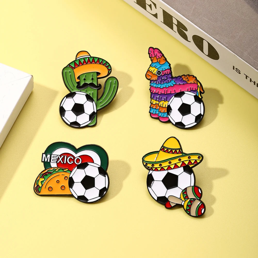 4 PCS Soccer Football Souvenirs As Gifts Trophy Metal Badges Spilla Brooches Pins Personalized Diy Trendy Decorative Accessor