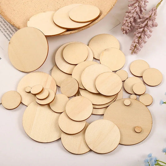 3-100Pcs Unfinished Round Wood Slices 1cm-10cm DIY Crafts Wooden Circle Discs Christmas Jewelry Painting Wedding Ornament Dec