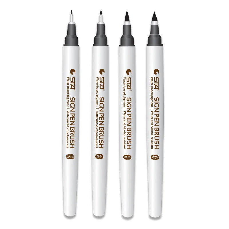 4pcs/set Waterproof Calligraphy Pen Soft Brush Sketching Lettering Writing Drawing Art Supplies School Stationer 3751 - 4 Pcs