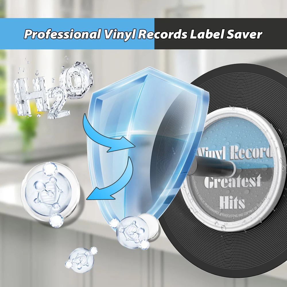 LP Vinyl Record Cleaner Clamp Vinyl Record Label Saver Protector Waterproof Clean Tool With Handle Use For 7-12 Inch EPs LPs