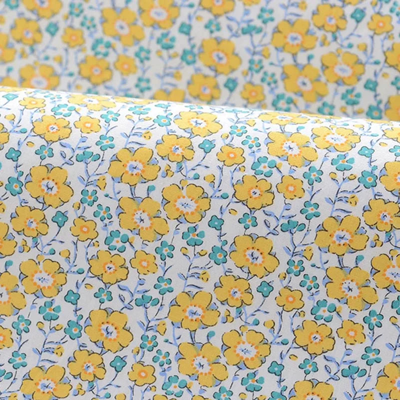 Floral Fabric Flower Cotton Printed Poplin Quilting Clothes Patchwork Muslin Sewing Accessories - J035