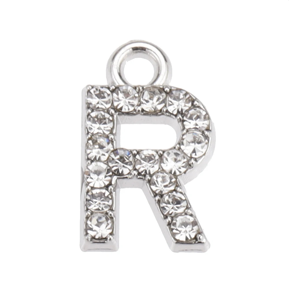 10/26pcs Silver Color Alloy Crystal Mini Alphabet 26 Letter Charms Pendants for Women Necklace Earring Jewelry Accessories