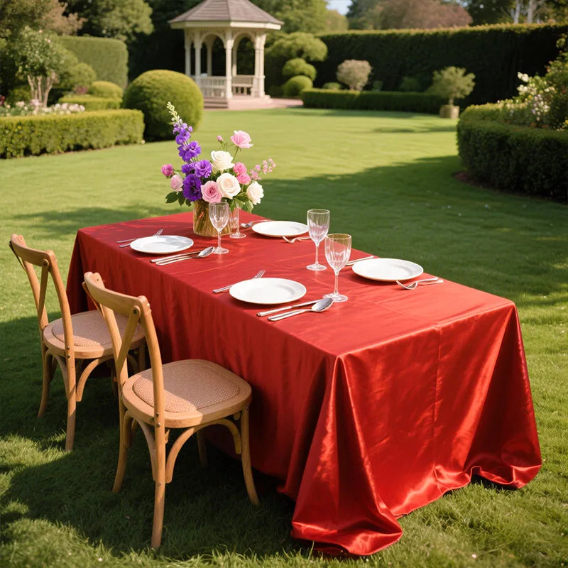 White Rectangle Satin Tablecloth Wedding Table Cloth For Christmas Baby Shower Birthday Events Banquet Decor Home Dining Tabl