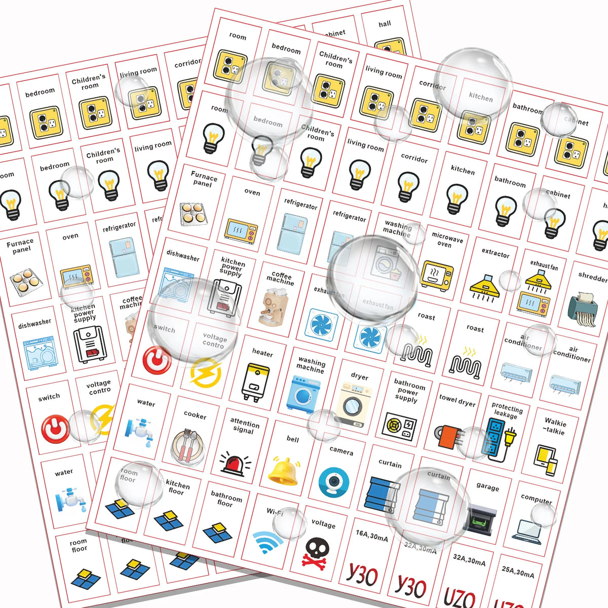 Label Stickers for Electric Meter Boards, Switch Label Sticker Set, Electrical Panel Label Stickers,Panel Labels Stickers