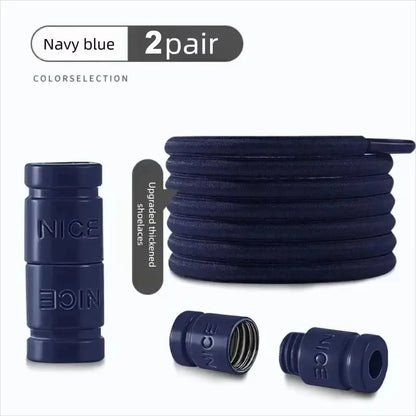 Colorful Metal Lock Sneakers Elastic Shoelaces No Tie Sports Shoe Laces Capsule Lock Stretch Rubber Shoestrings for Easy Wear