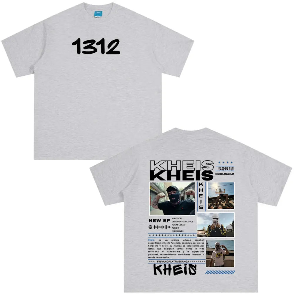 Rapper KHEIS Album Tour Graphics T-shirt Men Women Fashion Hip-hop T-shirts Short-sleeved Loose Casual Cotton Comfort T-shirt