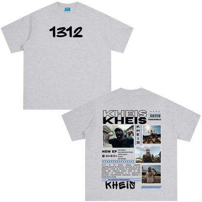 Rapper KHEIS Album Tour Graphics T-shirt Men Women Fashion Hip-hop T-shirts Short-sleeved Loose Casual Cotton Comfort T-shirt