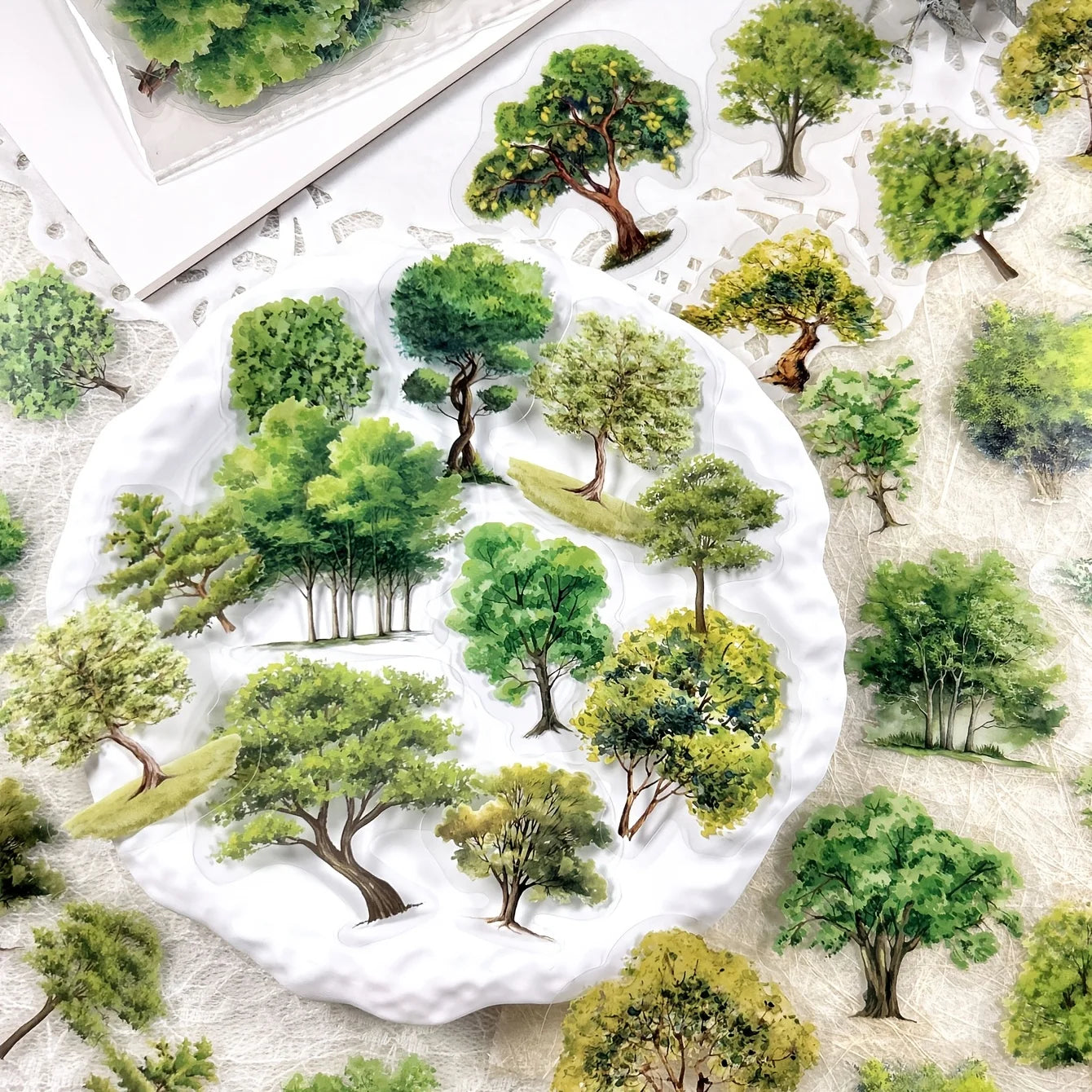 JIANQI 40pcs/pack Many Tree Materials stickers Four Season Decor DIY Hand Account Diary Scrapbooking Album Stickers Craft - p