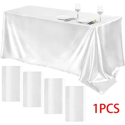 Rectangle Wedding Satin Large Tablecloth Bright Smooth Silk Table Cover Anniversary Dining Party High-End Table Decor