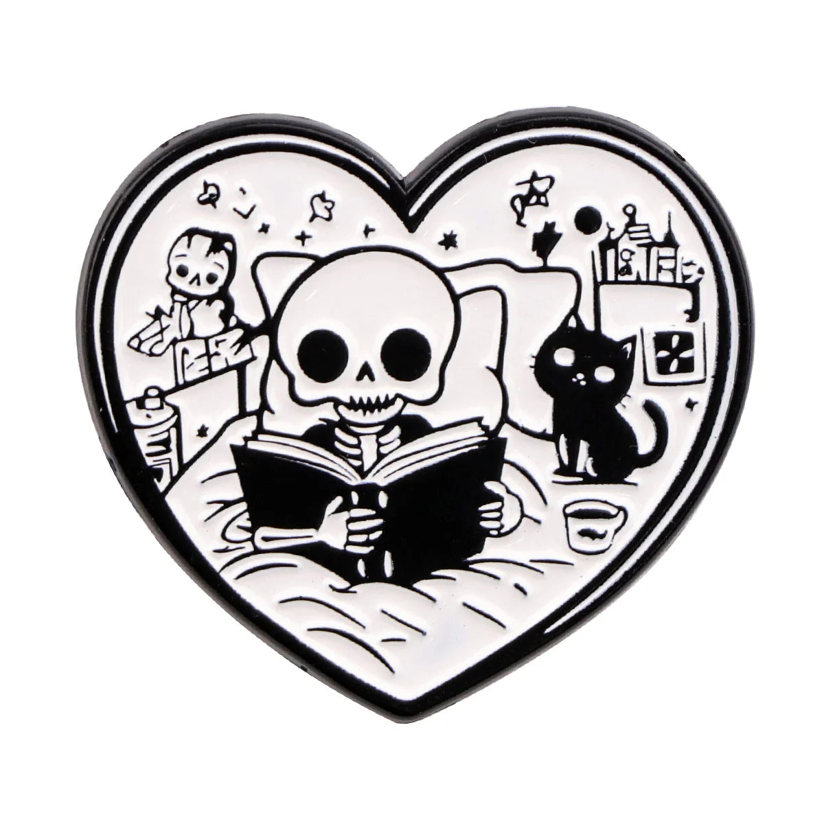 Book Lover Enamel Pin Cute Reading Themed Brooch "Just One More Chapter" Lapel Pins for Backpacks Bookworm Gift