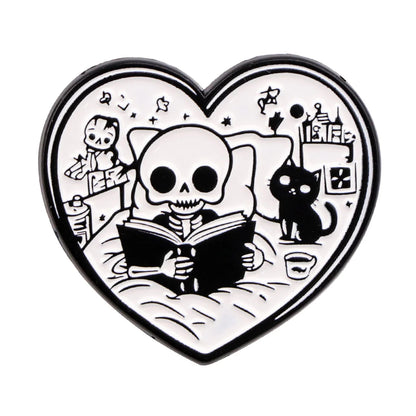 Book Lover Enamel Pin Cute Reading Themed Brooch "Just One More Chapter" Lapel Pins for Backpacks Bookworm Gift