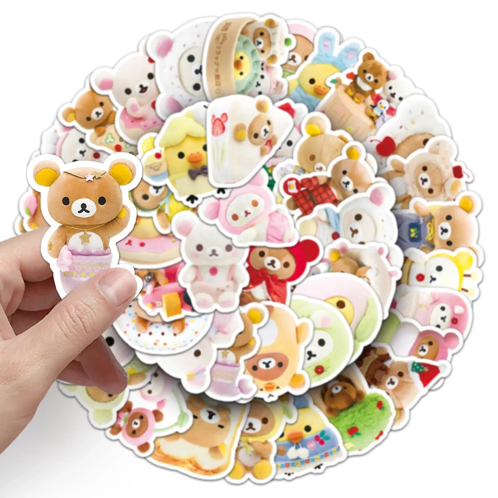 54pcs Rilakkuma Kawaii Stickers Anime Relaxed Bear DIY Art Supplies Notebook Stationery Paster Water Cup Decor Classic Toys G