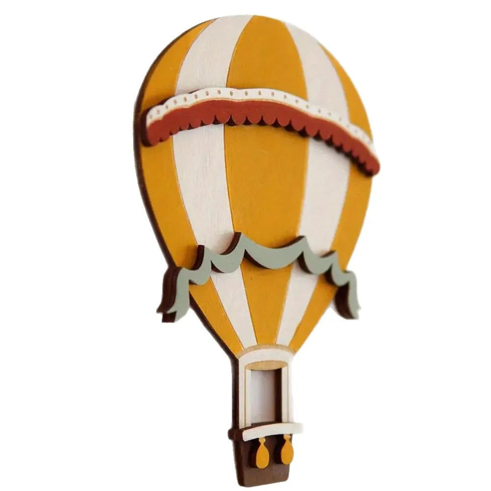 3D Wooden Hot Air Balloon Decorative Panels (Set of 3) - Vintage Style Home Wall Decorations, Colorful Hot Air Balloon Decora