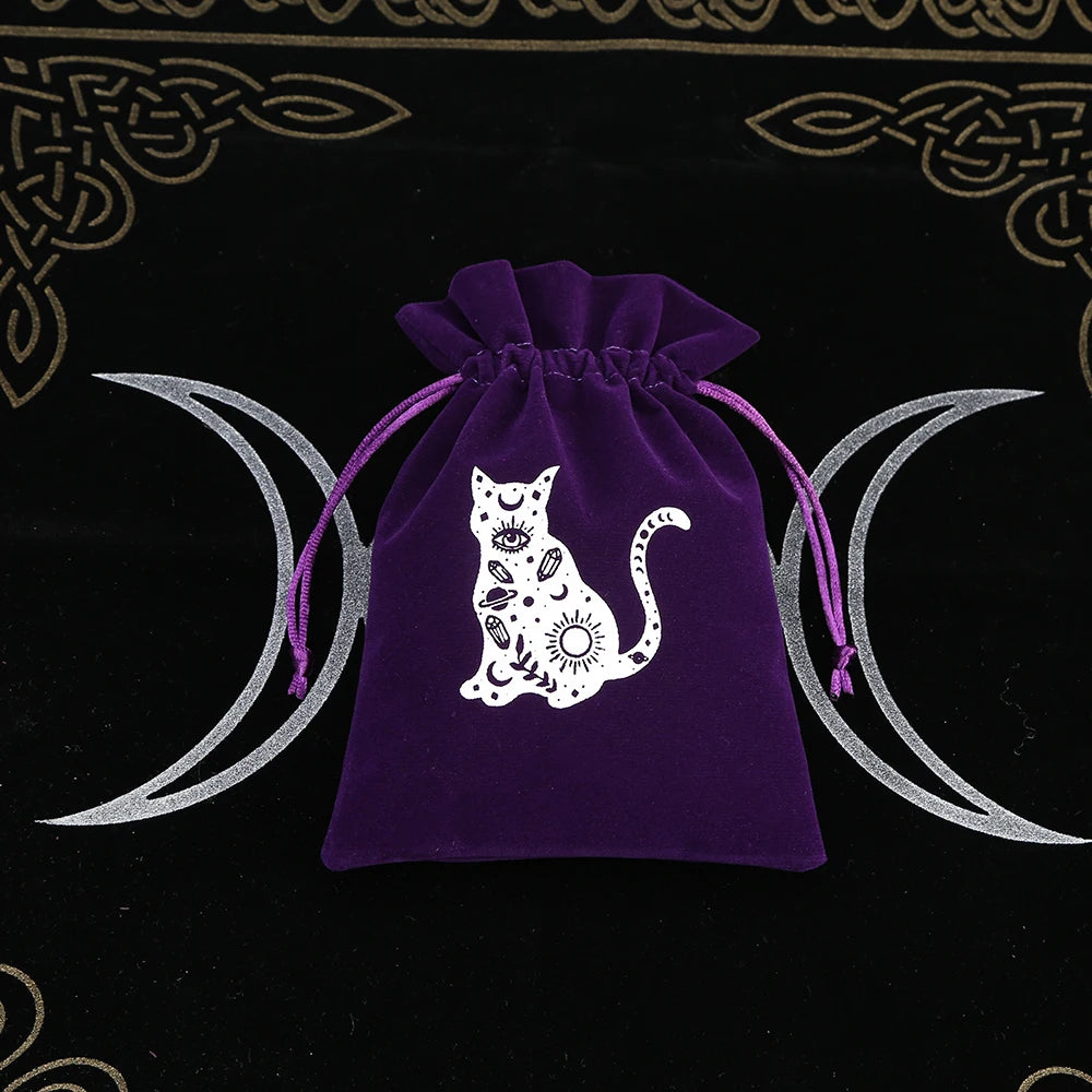 1Pcs Tarot Storage Velvet Bag Drawstring Suede Pocket Board Game Card Embroidery Package Witchcraft Supplies for Altar Tarot 