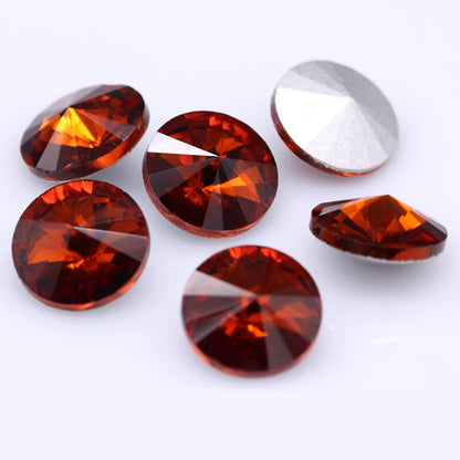 Fantastic 6/8/10/12/14/16/18/25MM Rivoli Cabochons Round Fancy Rhinestone Crystal For Applique Clothing Garment Decoration Be